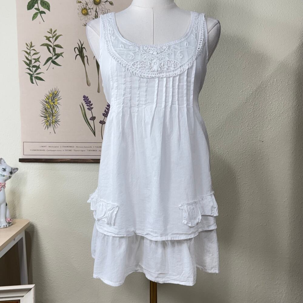 Y2k Tiered Tie Back Tunic Top Ethereal Coquette Cottage Coastal Cowgirl Dolly M